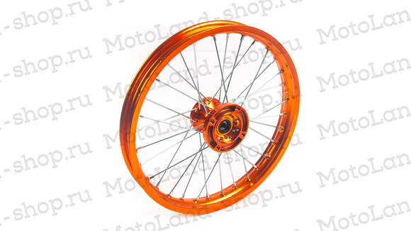 Обод передний 17 (1,60-R17 d=15mm) CNC ступица, алюминий/оранжевый X-TECH pitbikemarket.ru
