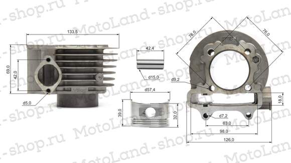 ЦПГ (поршневая) d=57,4mm 157QMJ 150см3 (76,5/76,2/68,8/15) pitbikemarket.ru